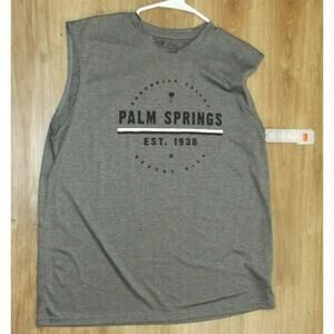 ACTIVE APPAREL Mens Fitted Reflective PALM SPRINGS T-SHIRT - LARGE - Gray NWT